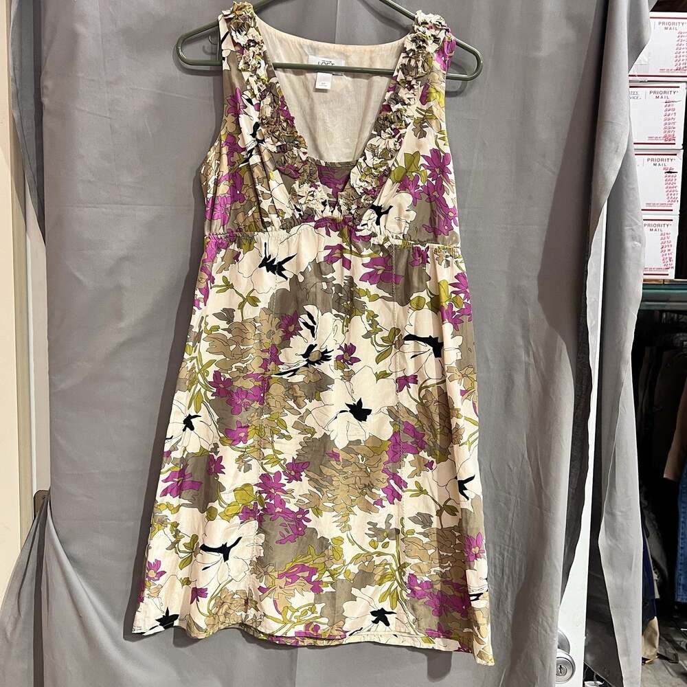 Ann Taylor Loft floral silk and cotton V-neck empire waist Size 6P TG2092